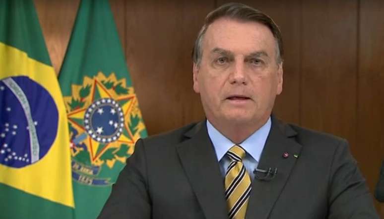 O presidente Jair Bolsonaro em pronunciamento nesta quarta-feira, 2