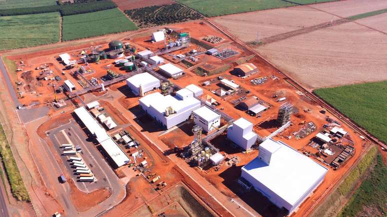 Vista aérea do canteiro de obras da fábrica de pectina da Cargill em Bebedouro (SP)