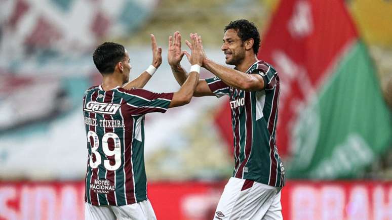 Fred comemora gol que abriu o placar contra o RB Bragantino em jogo de ida da terceira fase da Copa do Brasil (FOTO: LUCAS MERÇON / FLUMINENSE F.C.)