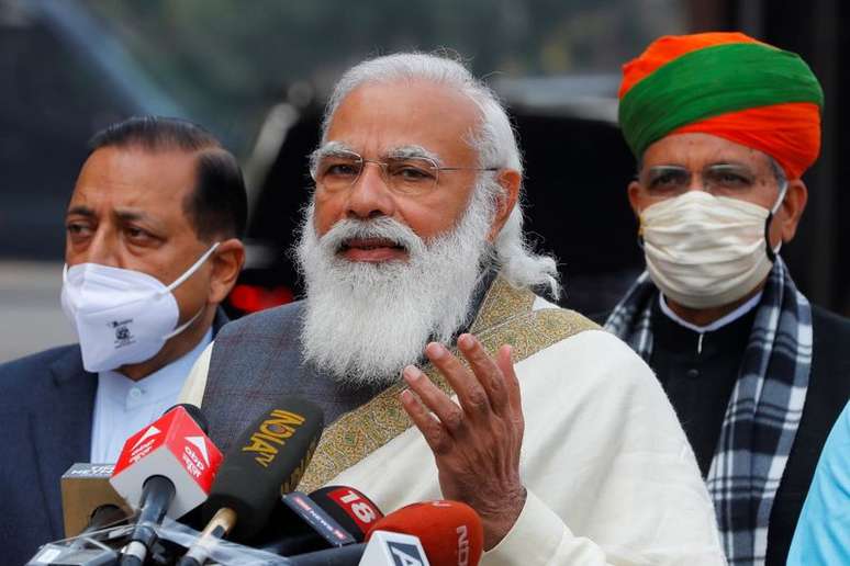 Primeiro-ministro da Índia, Narendra Modi, no Parlamento do país em Nova Délhi
29/01/2021 REUTERS/Adnan Abidi