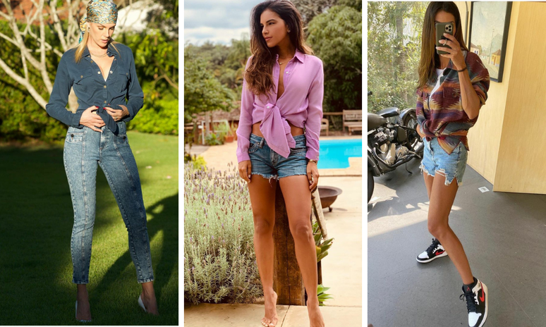 Famosas exibem camisa com la&ccedil;o na barra (Fotos: Instagram/Reprodu&ccedil;&atilde;o)