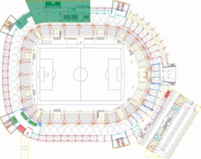 Sala de Troféus será construída na área em verde do mapa e ficará no primeiro piso da arena (Divulgação)