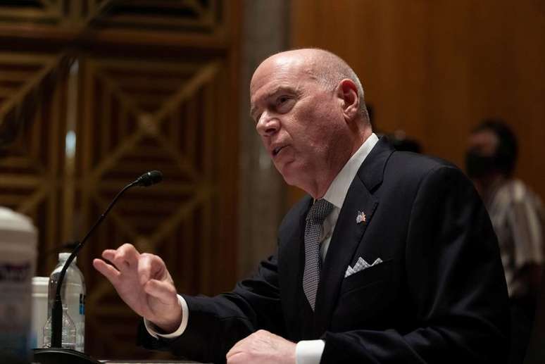 CEO da Colonial Pipeline, Joseph Blount Jr, durante depoimento em comiss&atilde;o do Senado dos EUA
Graeme Jennings/Pool via REUTERS