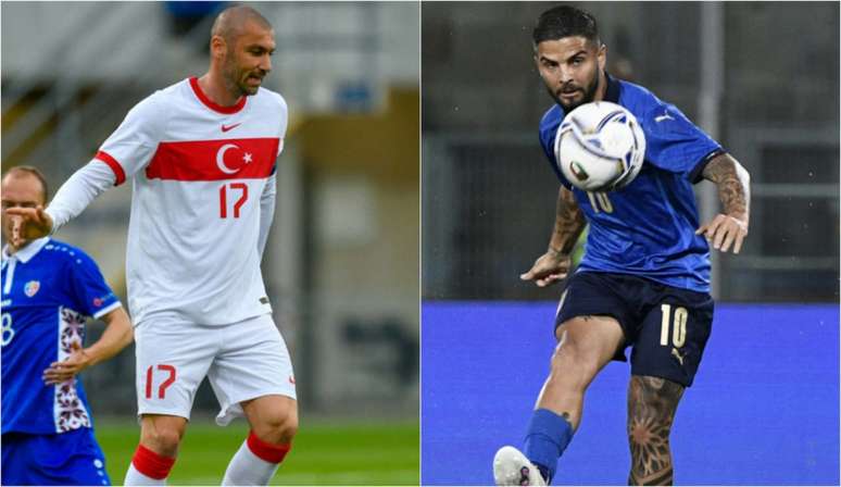 Yilmaz e Insigne são os principais nomes de seus times (Foto: SASCHA SCHUERMANN/AFP; FILIPPO MONTEFORTE/AFP)