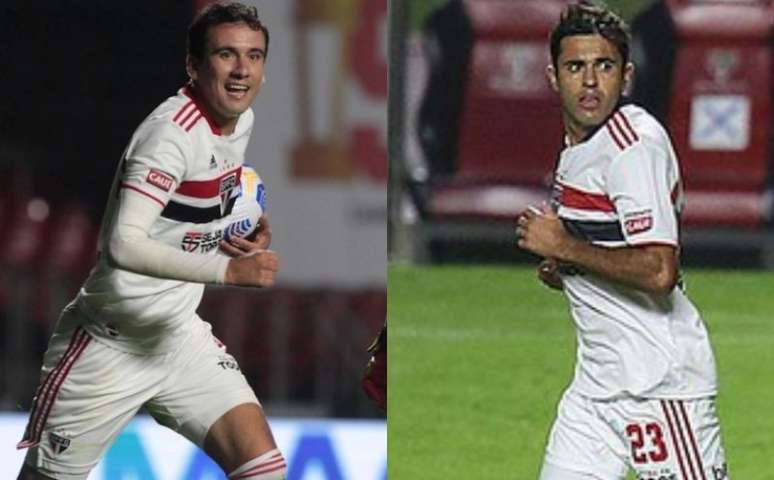 Pablo e Eder jogaram juntos contra o 4 de Julho (Fotos: Rubens Chiri e Paulo Pinto / saopaulofc.net)
