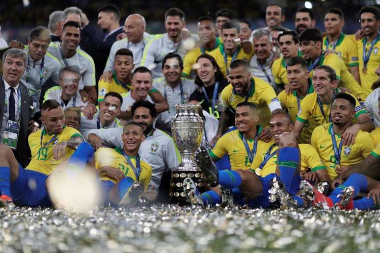Brasil comemora t&iacute;tulo da Copa Am&eacute;rica de 2019 
7/7/2019 REUTERS/Ueslei Marcelino
