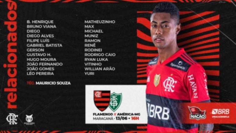 Lista de relacionados do Flamengo (Foto: Divulgação/Flamengo)