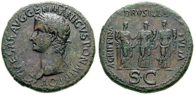 Calígula cunhou moeda com irmãs Agripina, Julia Drusilla e Julia Livilla retratadas no verso