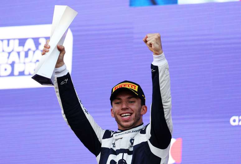 Pierre Gasly subiu ao pódio do insano GP do Azerbaijão de F1 