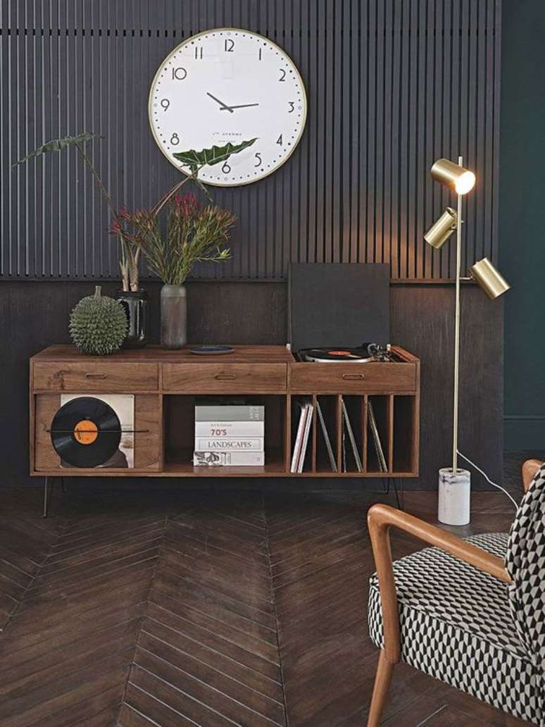 22. Rack rustico pequeno para sala de estar moderna – Foto Pinterest