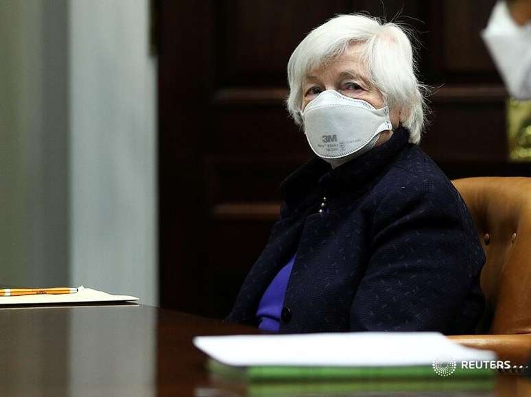 A secretária do Tesouro dos Estados Unidos, Janet Yellen. 05/03/2021. REUTERS/Tom Brenner. 