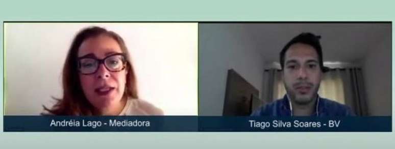 Adreia Lago e Tiago Soares no painel online do Summit ESG que discutiu governan&ccedil;a nas empresas.