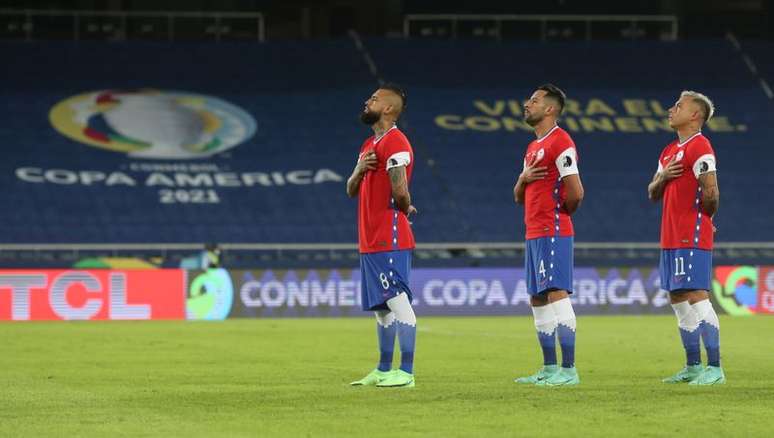 Jogadores do Chile na Copa América
 14/6/2021  REUTERS/Ricardo Moraes