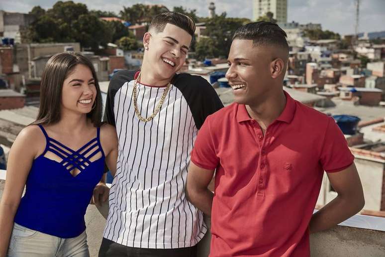 Personagens Rita, MC Doni e Nando, da série 'Sintonia', que foi lançada em 2019
