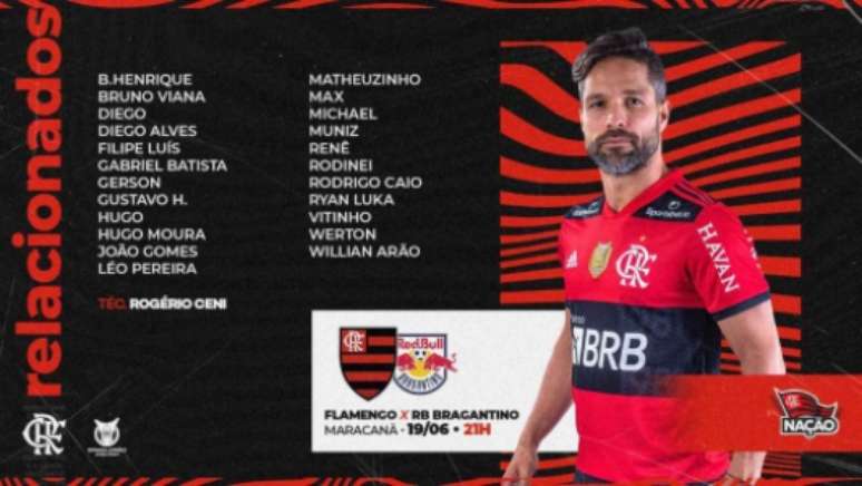 Lista de relacionados do Flamengo (Foto: Divulgação/Flamengo)