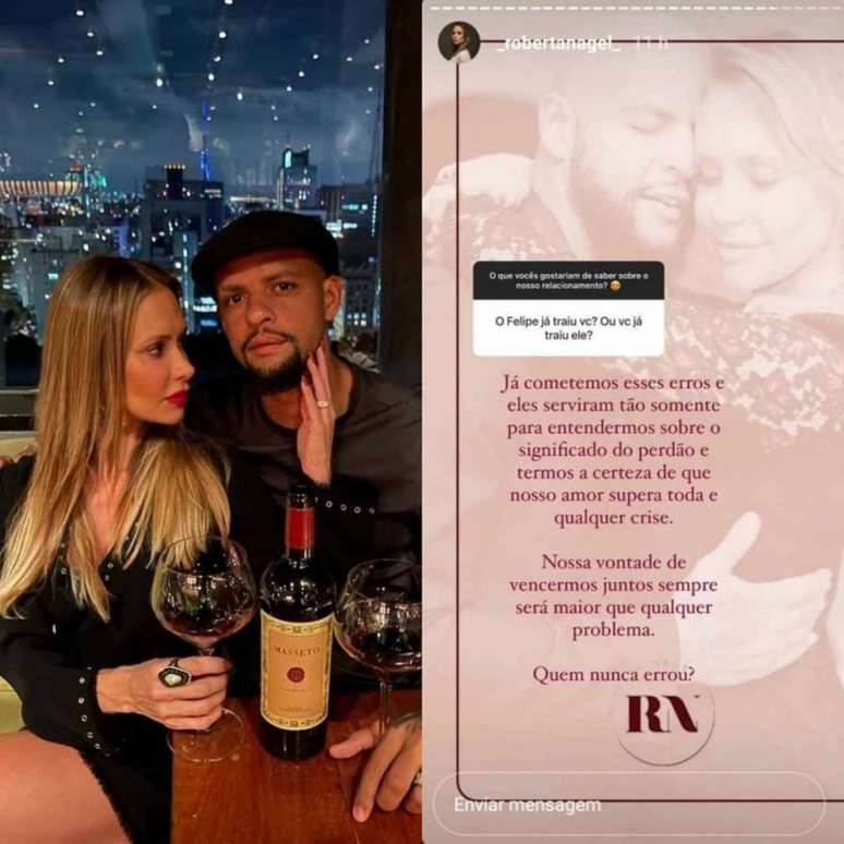 Esposa de Felipe Melo respondeu pergunta de fã sobre o relacionamento (Foto: Reprodução)
