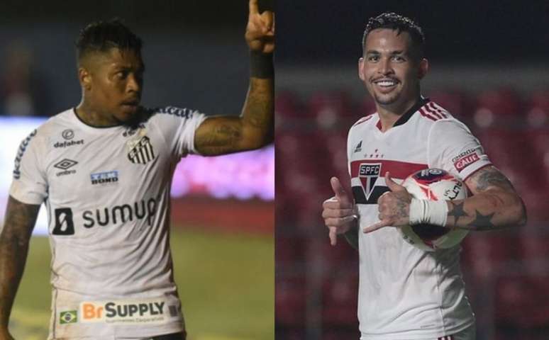 Marinho e Luciano entraram no 'onze ideal' (Fotos: Divulgação/Santos e Rubens Chiri / saopaulofc.net)