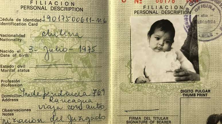 O passaporte de Maria com o qual ela viajou para a Suécia