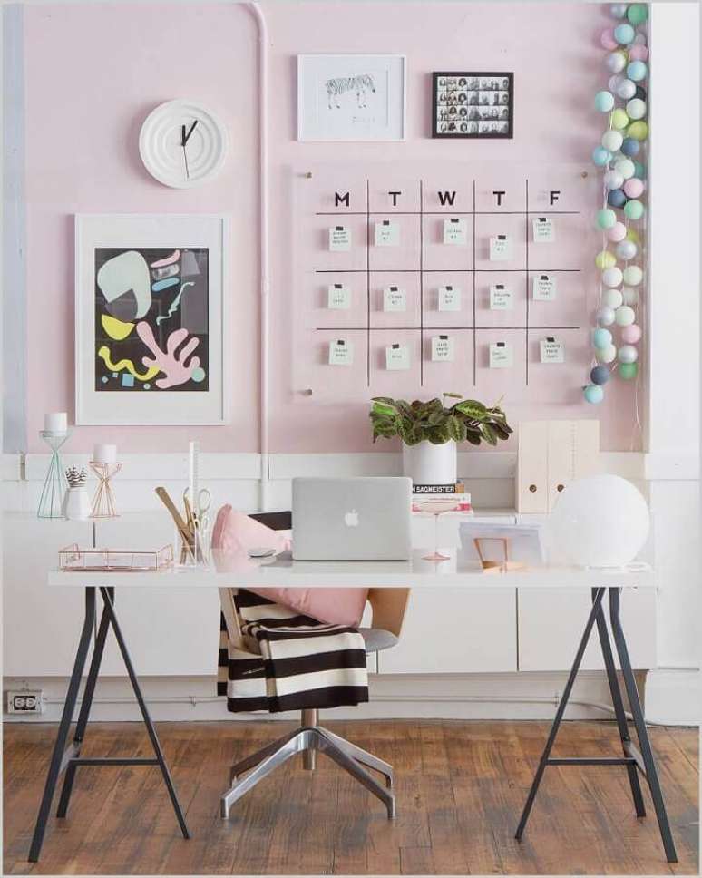 59. Paleta de cores pastéis para decoração de escritório – Foto: Pinterest