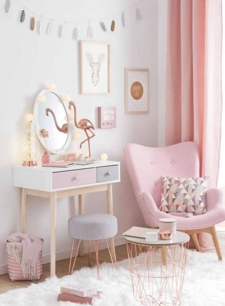 21. Cores pastéis para decoração de quarto de menina cor de rosa – Foto: Pinterest