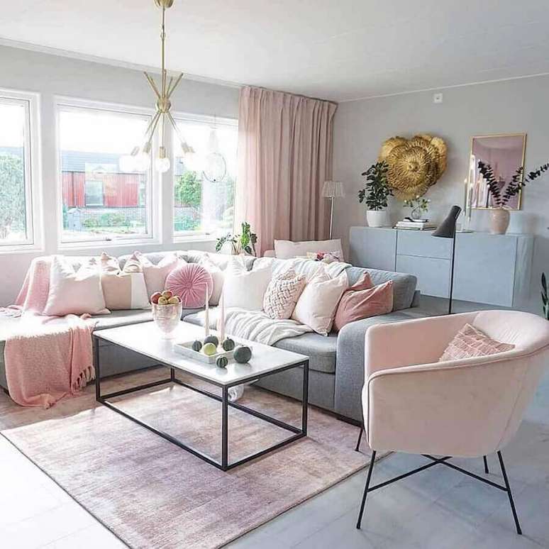 11. Paleta de cores pastéis para decoração de sala de estar – Foto: Sabrina Ryden