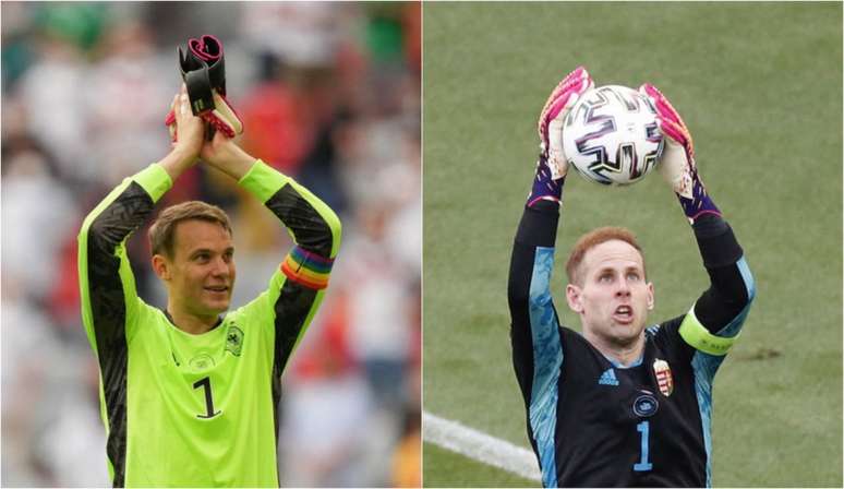 Neuer e Gulácsi são os goleiros de Alemanha e Hungria (Foto: MATTHIAS SCHRADER, LASZLO BALOGH / POOL / AFP)