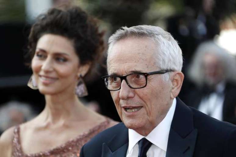 Marco Bellocchio com Maria Fernanda Cândido no Festival de Cannes de 2019