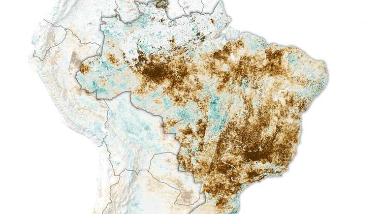 Mapa do Brasil, segundo Índice de Estresse Evaporativo (ESI, na sigla em inglês)