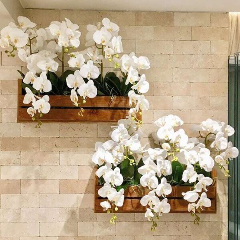 62. Cultive lindas orquídeas na sua floreira de madeira de parede. Fonte: Rosário Patrick