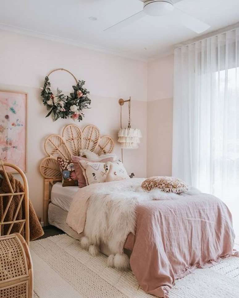 47. Decoração de quarto solteiro boho chic – Foto Missamara