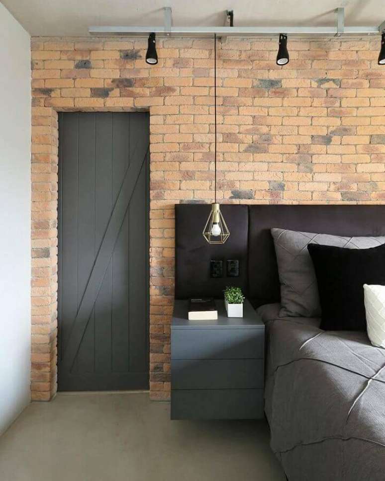 23. Ideias para decorar quarto com parede de tijolinho à vista – Foto: Pinterest