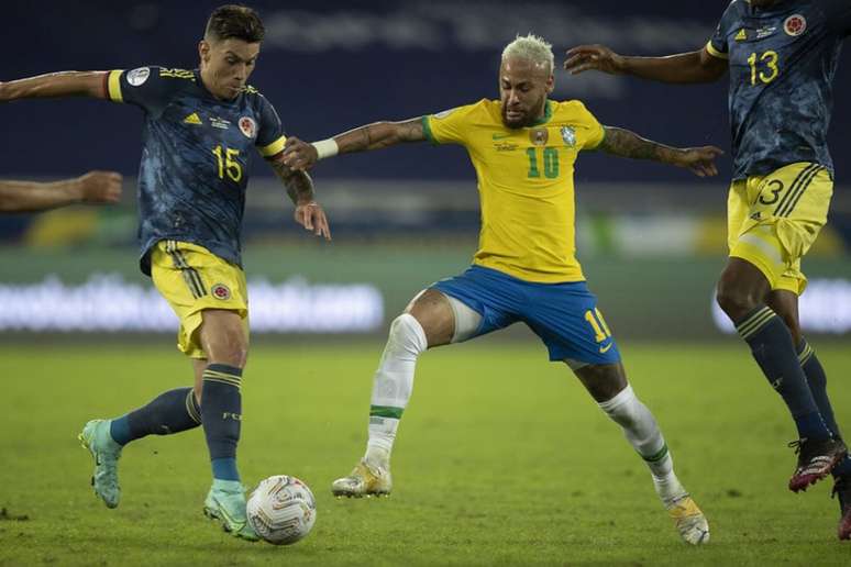 Neymar atuando durante a virada brasileira sobre a Colômbia nesta quarta-feira (Foto: Lucas Figueiredo/CBF)