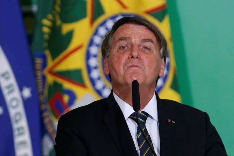 Presidente Jair Bolsonaro durante cerim&ocirc;nia no Pal&aacute;cio do Planalto
10/06/2021 REUTERS/Adriano Machado