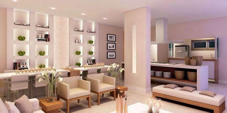 36. Estante de gesso para sala de estar conceito aberto &ndash; Foto Pinterest