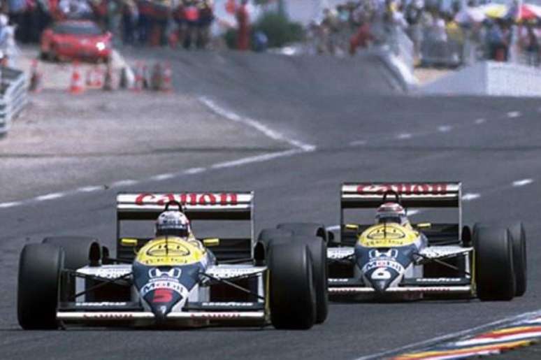  Nigel Mansell e Nelson Piquet: disputa equilibrada na Williams.