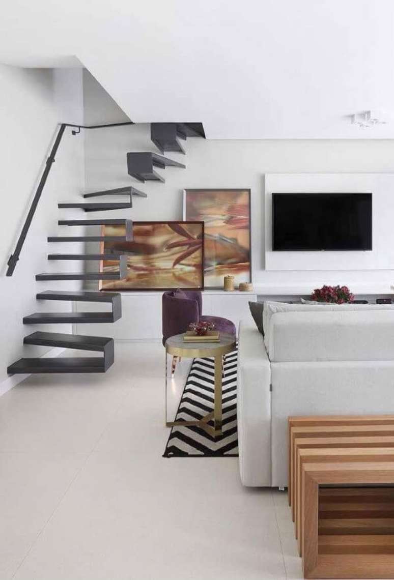 10. Tipos de piso porcelanato branco para sala de estar – Foto Decor Fácil