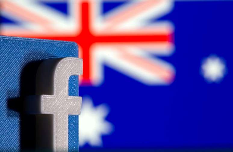 Ilustração com o logo Facebook diante de uma bandeira da Austrália 
18/02/2021
REUTERS/Dado Ruvic