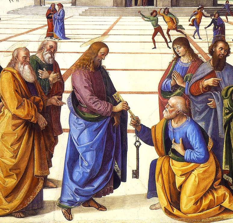 Cristo entrega as chaves do céu a Pedro