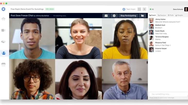 Hopin &eacute; uma plataforma para confer&ecirc;ncias online interativas.