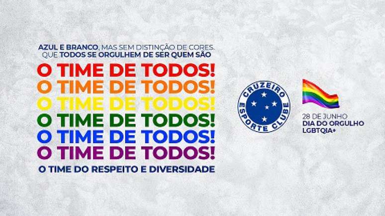 Cruzeiro, Atlético, América e Coimbra se posicionaram publicamente contra o preconceito com a comunidade LGBTQIA+-(Reprodução)