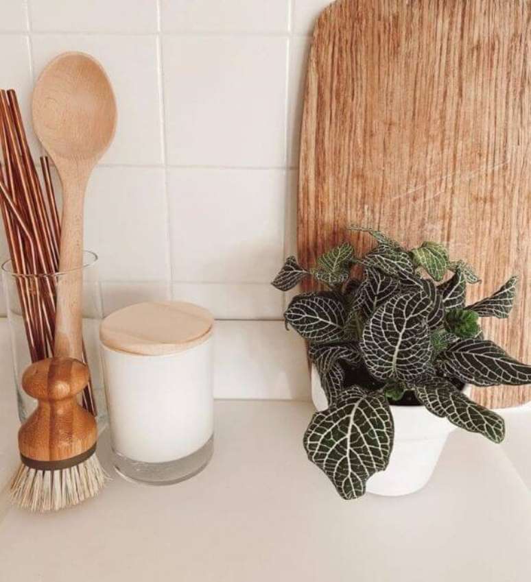 10. Cozinha com vaso pequeno de fit&ocirc;nia &ndash; Foto Ellen Rourke