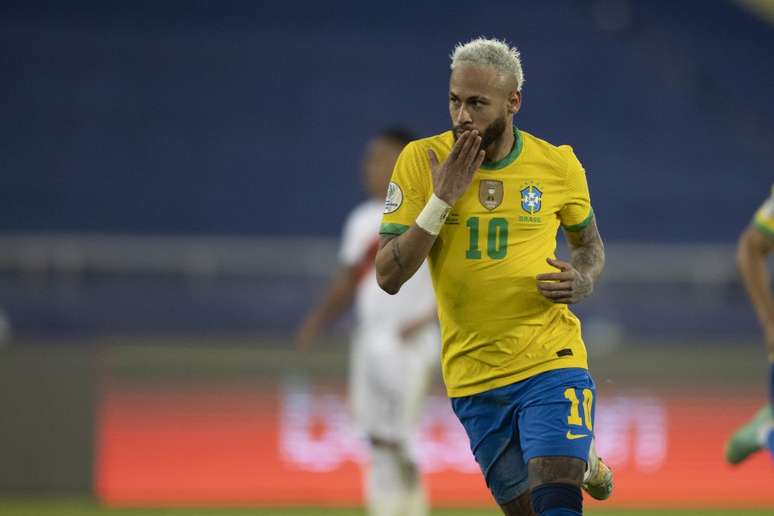 Neymar contra o Peru pela segunda rodada da Copa América