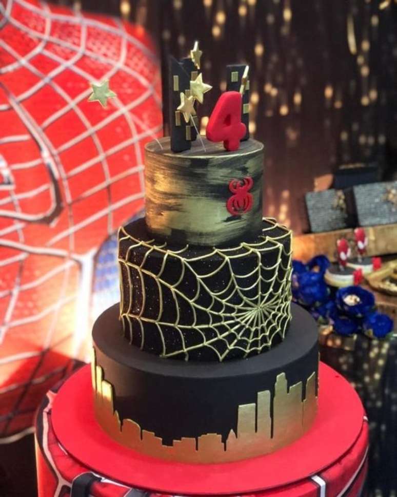 76. Festa do homem aranha luxo com bolo temático – Foto Pinterest