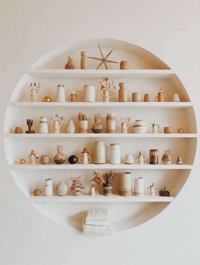 56. Nicho redondo branco para decora&ccedil;&atilde;o moderna &ndash; Foto Pinterest