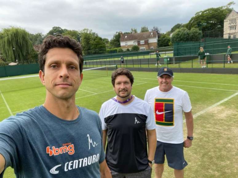 Marcelo, Daniel e Chris treinam em Wimbledon Divulgação