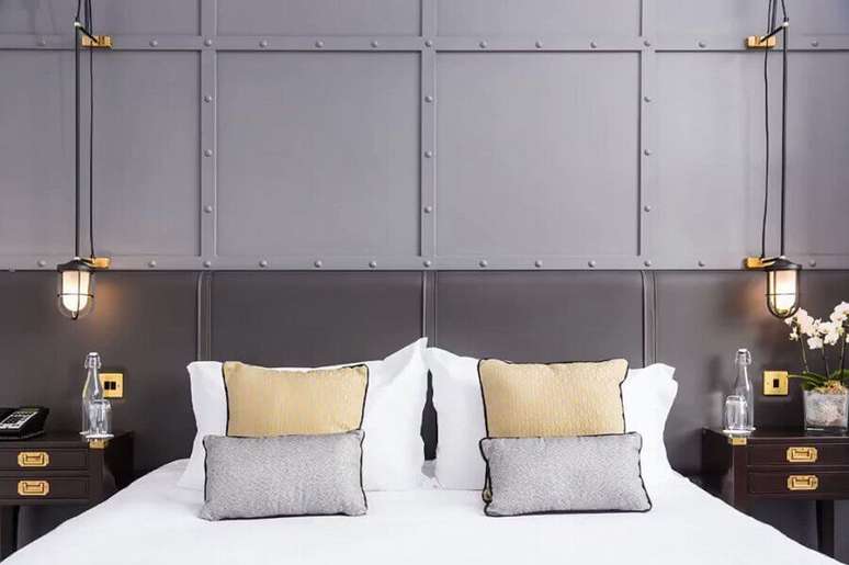 51. Tons de cinza para decoração de quarto industrial – Foto: Home Fashion Trend