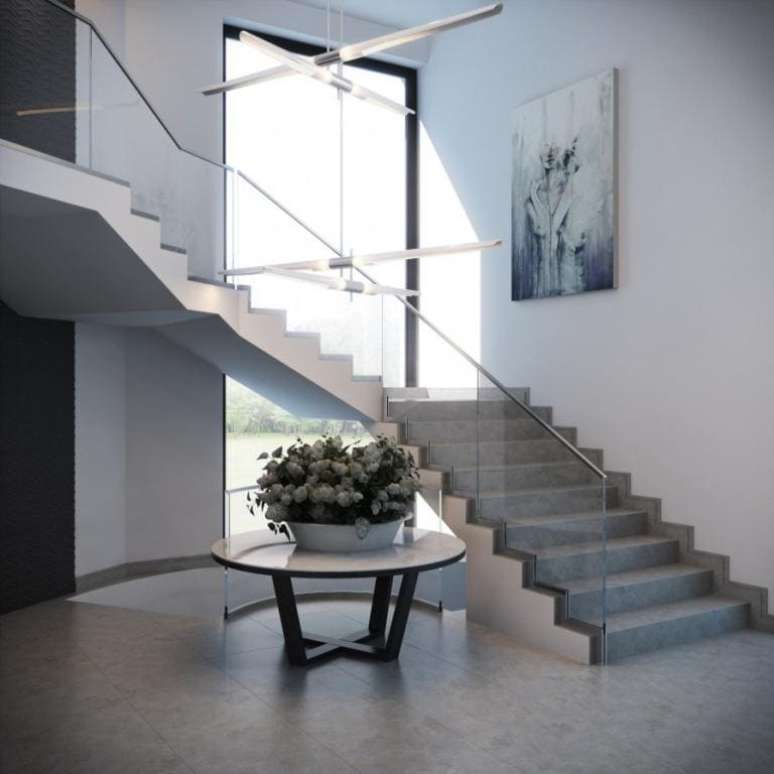 12. Escada com granito cinza claro – Foto Pinterest