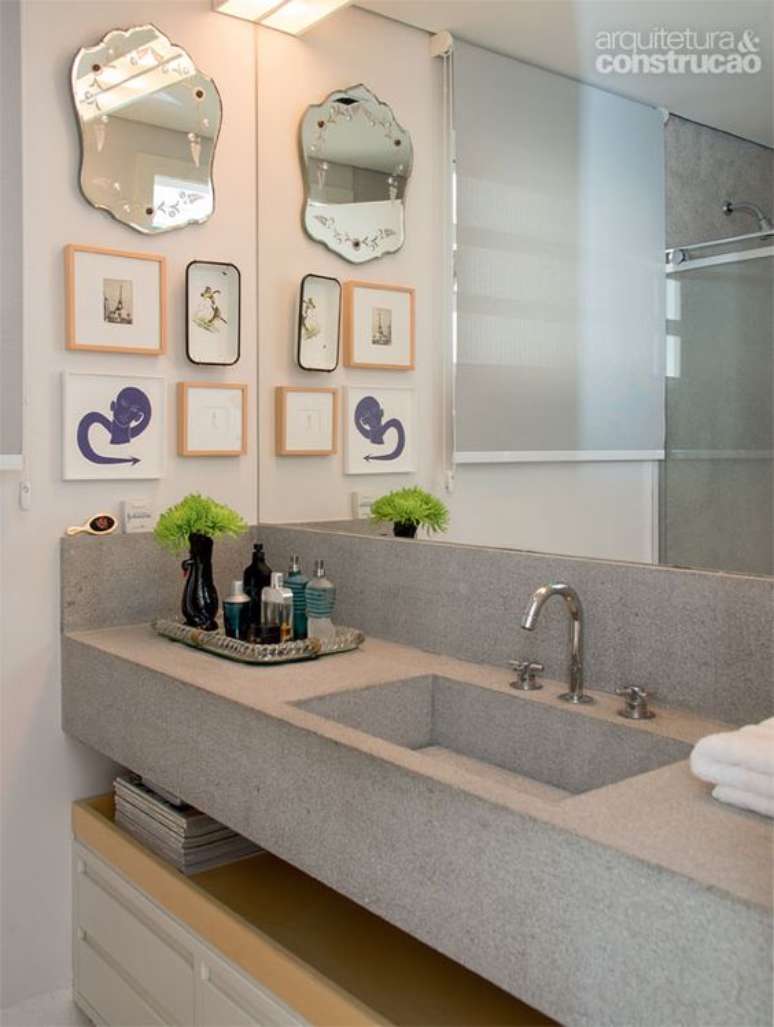 70. Granito cinza para banheiro moderno – Foto Casa Abril