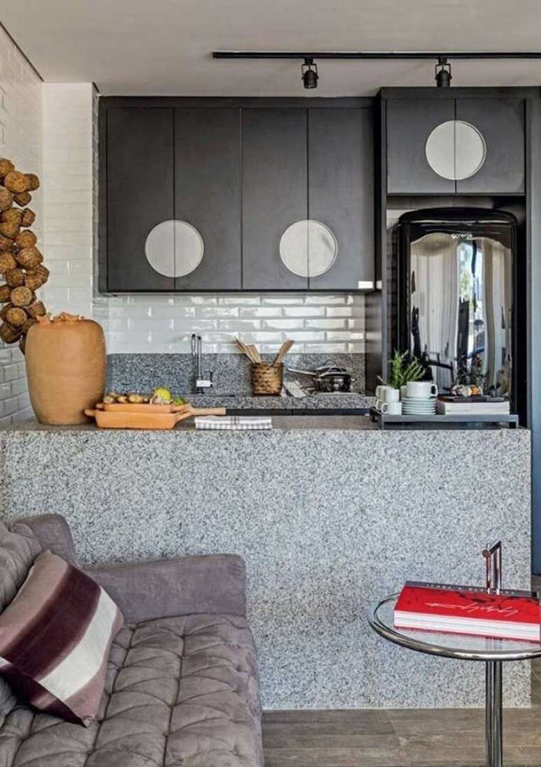 29. Revestimento de granito cinza para sala de estar – Foto Pinterest