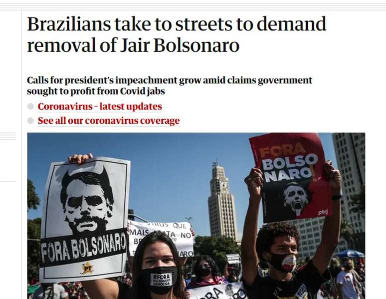 Veículos de imprensa internacionais destacaram os atos contra Bolsonaro no Brasil